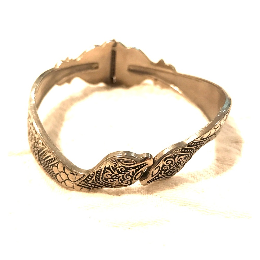 VINTAGE Double serpent head silver bracelet